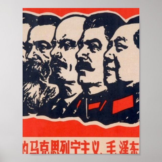 Communist Heads Propaganda Chairman Mao Stalin Poster (Front)
