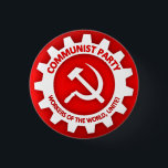 Communist Party Button<br><div class="desc">Reads: "Communist Party / Workers of the World,  Unite!"</div>