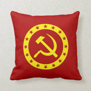 Communist Symbol Hammer Sickle Throw Pillow