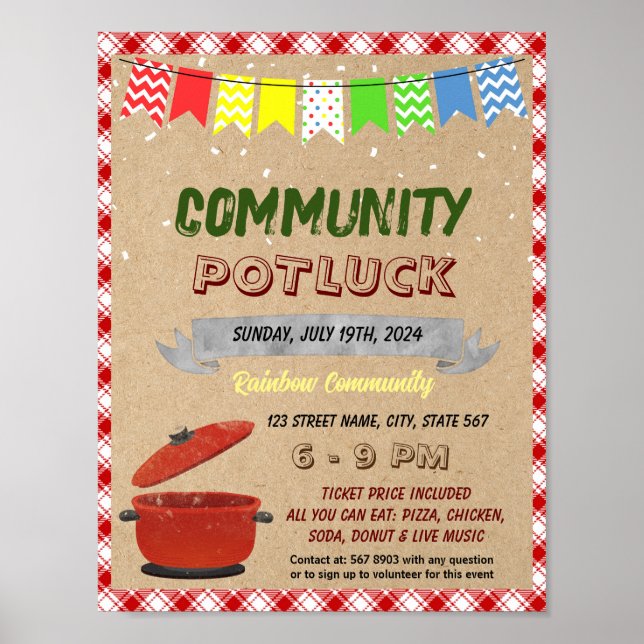 Community potluck event template poster (Front)