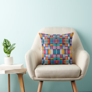 Community Quilt of Unity and Diversity Throw Pillow