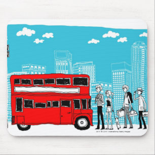Commuters waiting at bus stop mouse pad