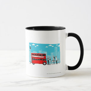 Commuters waiting at bus stop mug