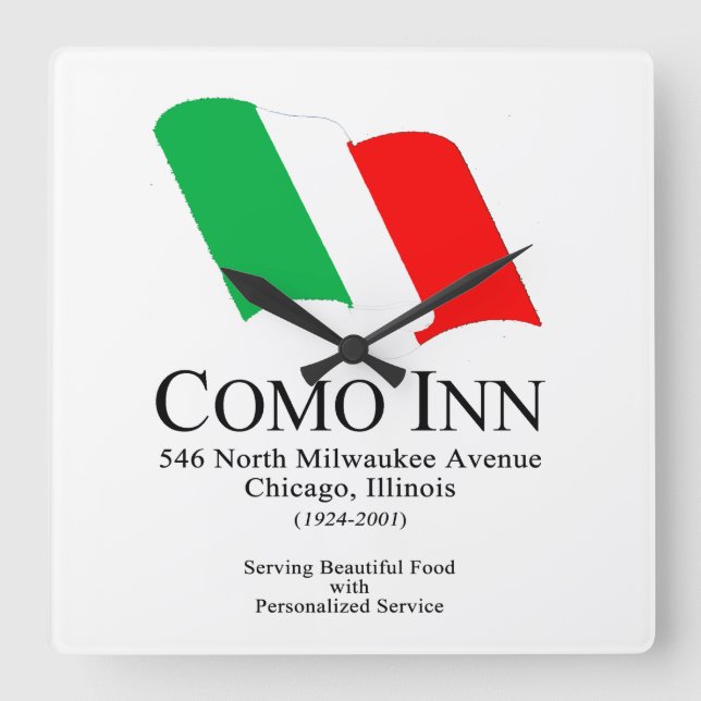 Como Inn Italian Restaurant, Chicago, IL Square Wall Clock (Front)