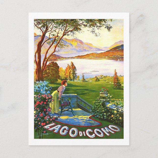 Como Lake Italy vintage travel Postcard (Front)