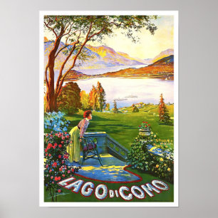 Como Lake Italy vintage travel Poster