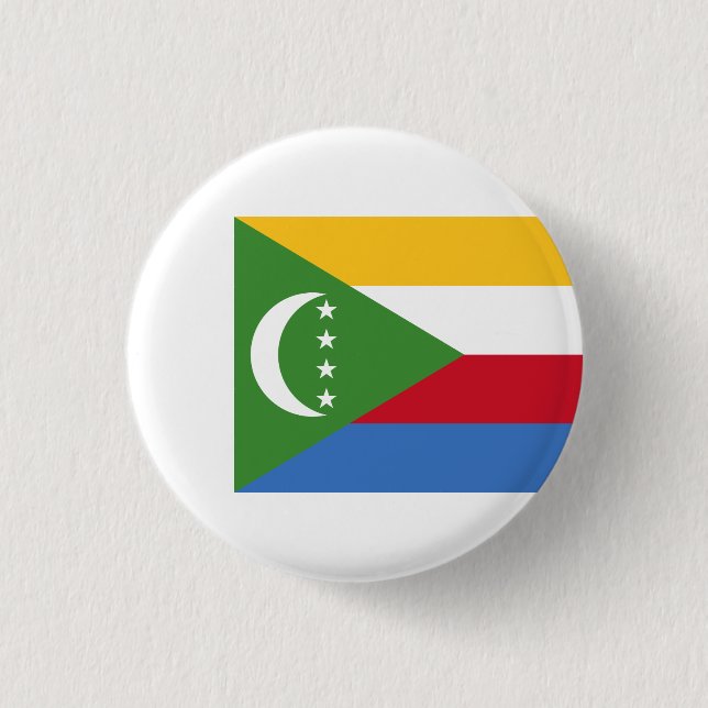 Comorian Flag, Flag of Comoros 1 Inch Round Button (Front)