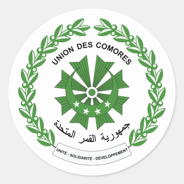 Comorian Seal, Comoros Classic Round Sticker (Front)