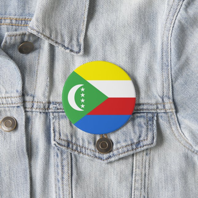 Comoros flag 3 inch round button (In Situ)
