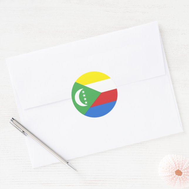 Comoros flag classic round sticker (Envelope)