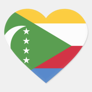 Comoros Flag Heart Sticker