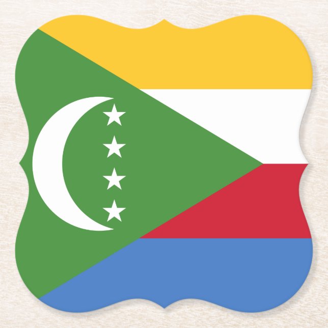 Comoros Flag Paper Coaster (Front)