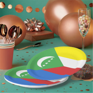 Comoros flag paper plate