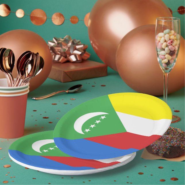 Comoros flag paper plate (Multi)