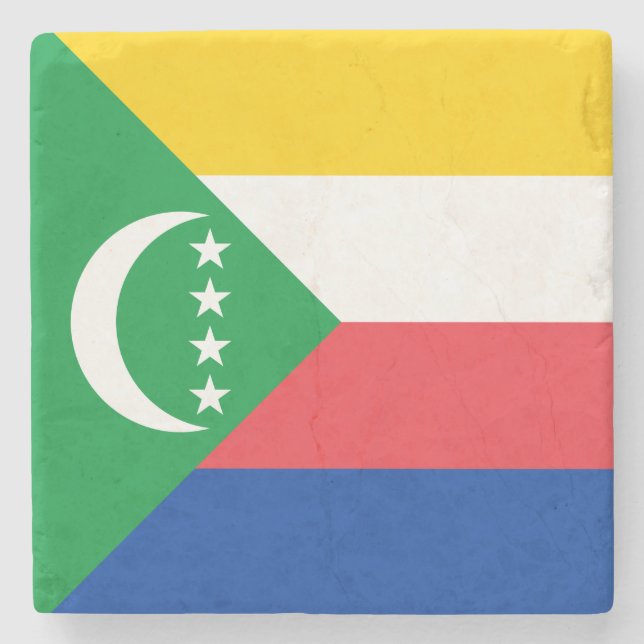 Comoros Flag Stone Coaster (Front)