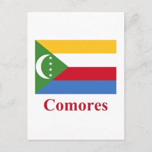 Comoros Flag with Name in French Postcard