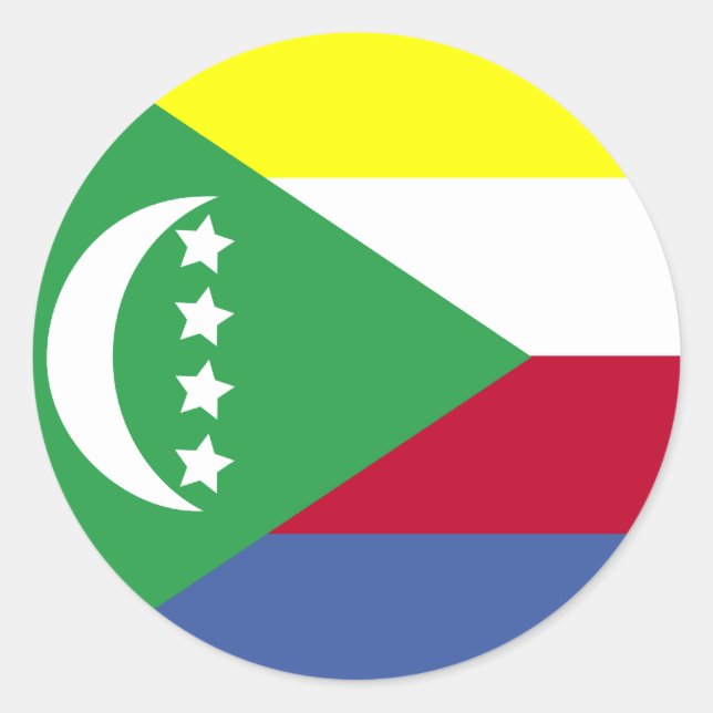 Comoros High quality Flag Classic Round Sticker (Front)