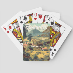 Comoros Illustration Travel Art Vintage Playing Cards