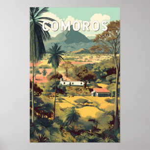 Comoros Illustration Travel Art Vintage Poster