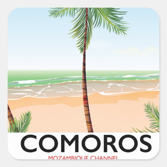 Comoros island vacation poster. square sticker (Front)