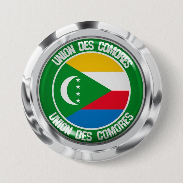 Comoros Round Emblem 3 Inch Round Button (Front)