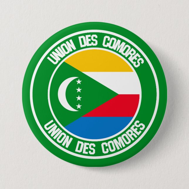 Comoros Round Emblem 3 Inch Round Button (Front)