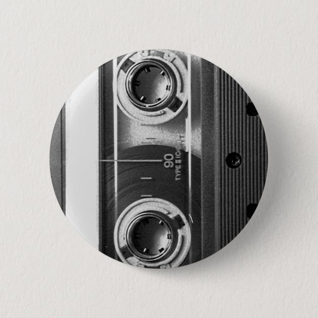 Compact Cassette Tape 2 Inch Round Button (Front)
