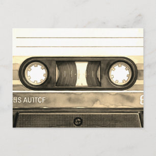 Compact Cassette Tape Old Retro Vintage Holiday Postcard