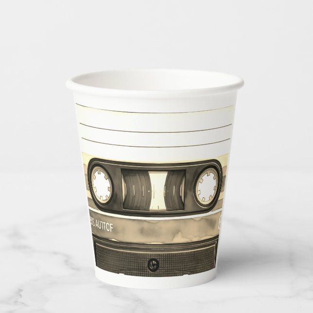 Compact Cassette Tape Old Retro Vintage Paper Cups (Front)