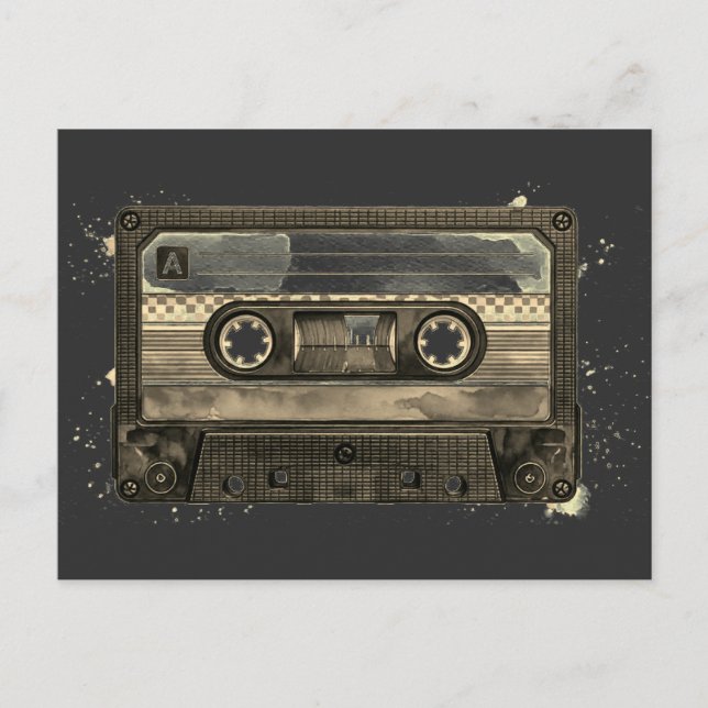 Compact Cassette Tape Old Retro Vintage Postcard (Front)