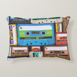 Compact Cassettes Abstract Composition Accent Pillow