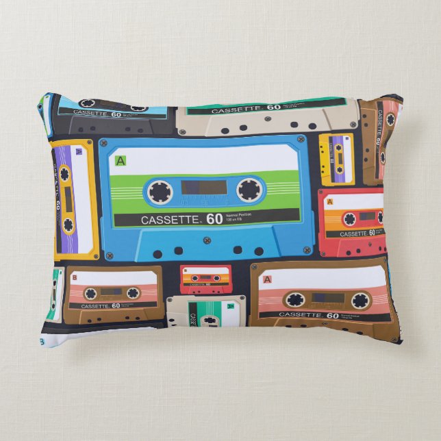 Compact Cassettes Abstract Composition Accent Pillow (Front)