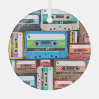Compact Cassettes Abstract Composition Glass Ornament