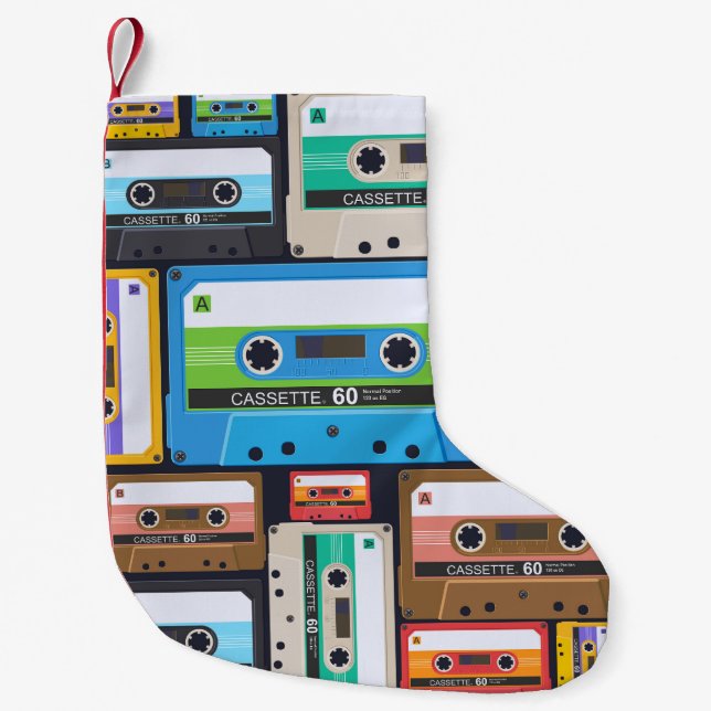 Compact Cassettes Abstract Composition Small Christmas Stocking (Front)