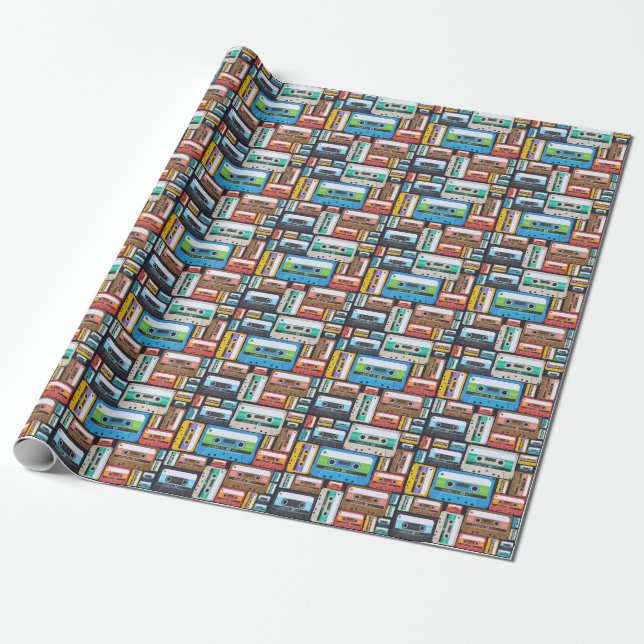 Compact Cassettes Abstract Composition Wrapping Paper (Unrolled)