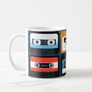 Compact cassettes. Set. Vintage illustration flat Coffee Mug