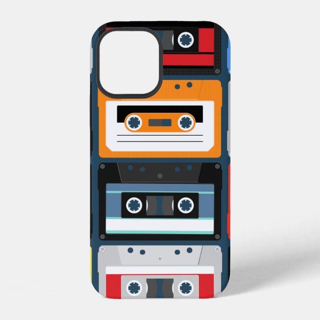 Compact cassettes. Set. Vintage illustration flat  iPhone Case (Back)
