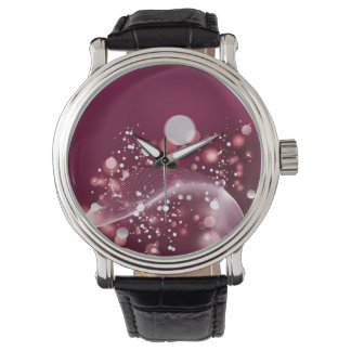 compact mirror Elegant Pink and White Design Watch