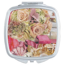 Compact Mirror with Tea Time Theme