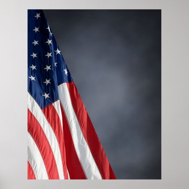 COMPACT PHOTO BACKDROP - US Flag on Gray Blue Poster (Front)