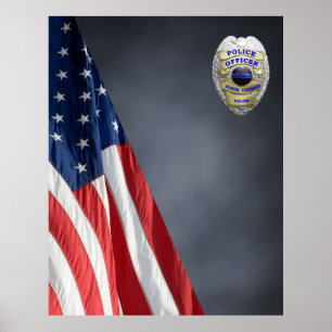 COMPACT POLICE PHOTO BACKDROP - Flag and Badge Pos Poster