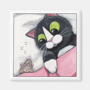 Compagnon somnolent - aimant de chat