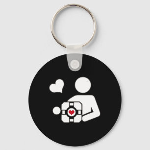 Companion Cube Gaming Portal Nerd Funny Gamer 1 Keychain