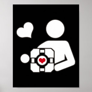Companion Cube Gaming Portal Nerd Funny Gamer 1  Poster