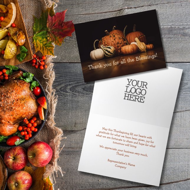 Company | Add Logo Thank You For All The Blessings Holiday Card (Creator Uploaded)