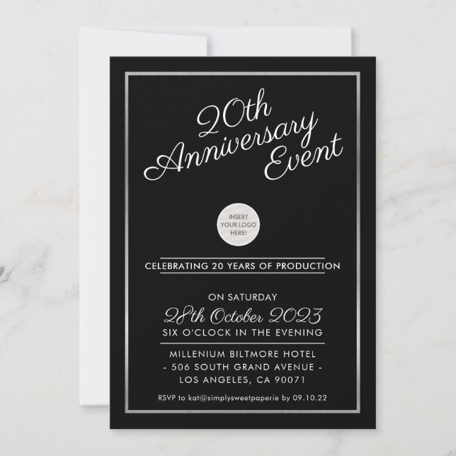 COMPANY ANNIVERSARY modern business black navy Invitation (Front)