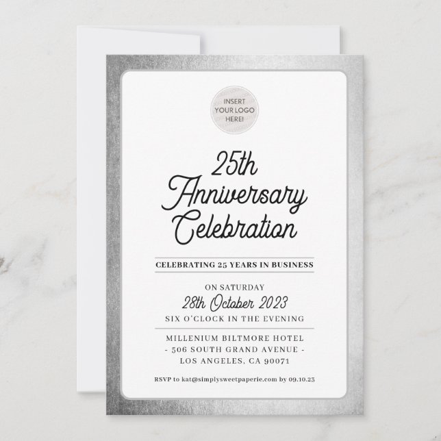 COMPANY ANNIVERSARY modern business silver grey Invitation (Front)