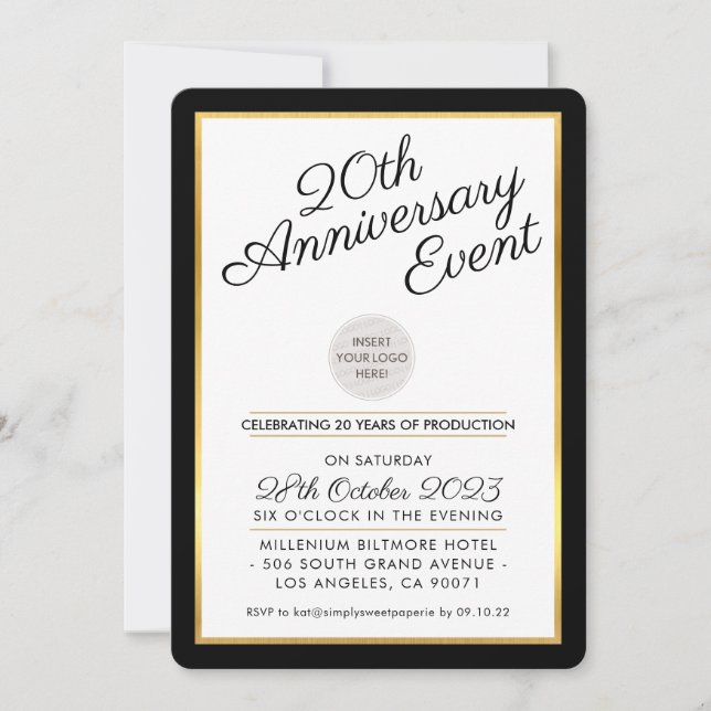 COMPANY ANNIVERSARY PARTY modern business black Invitation (Front)