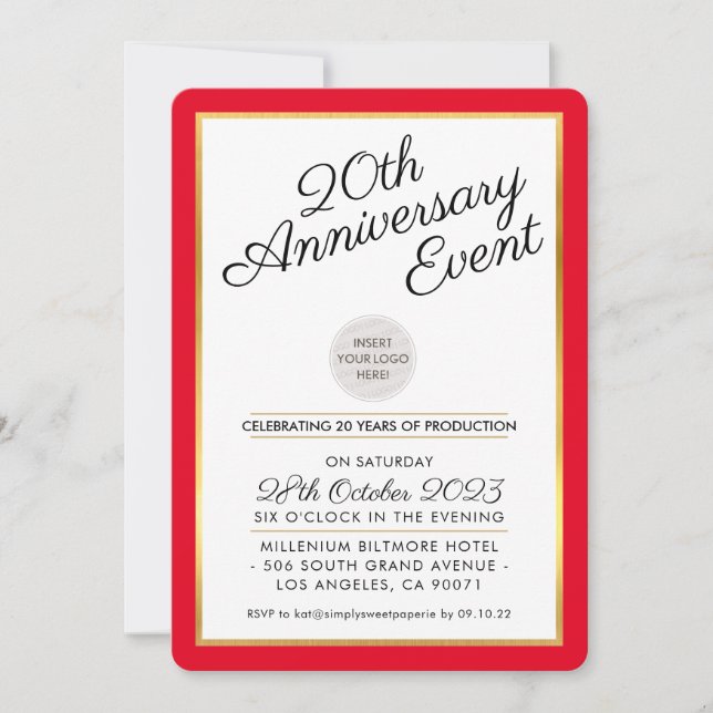 COMPANY ANNIVERSARY PARTY modern business red gold Invitation (Front)