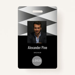 Company Black White Employee ID Logo Name Photo Badge